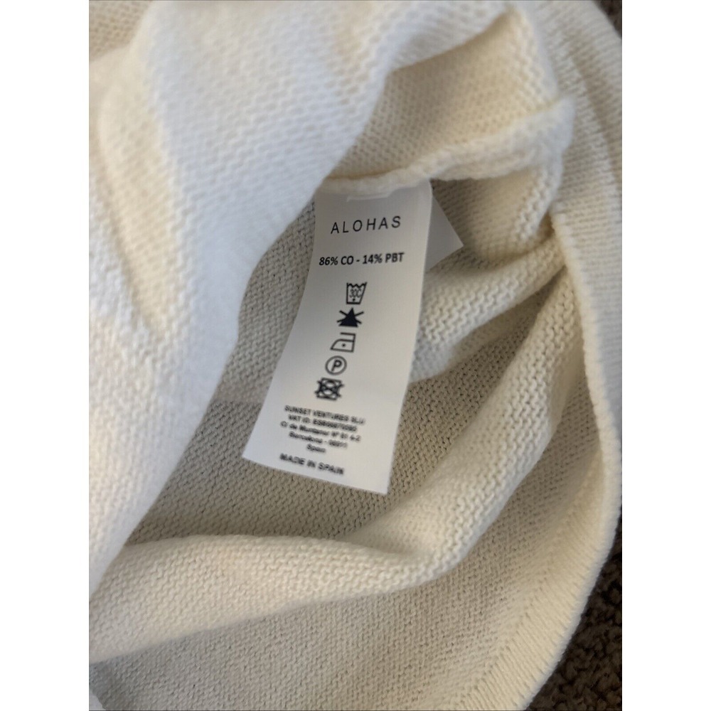 Alohas Peasant Corset Knit Top Size Large White Designed In Barcelona Made In EU - Picture 5 of 6